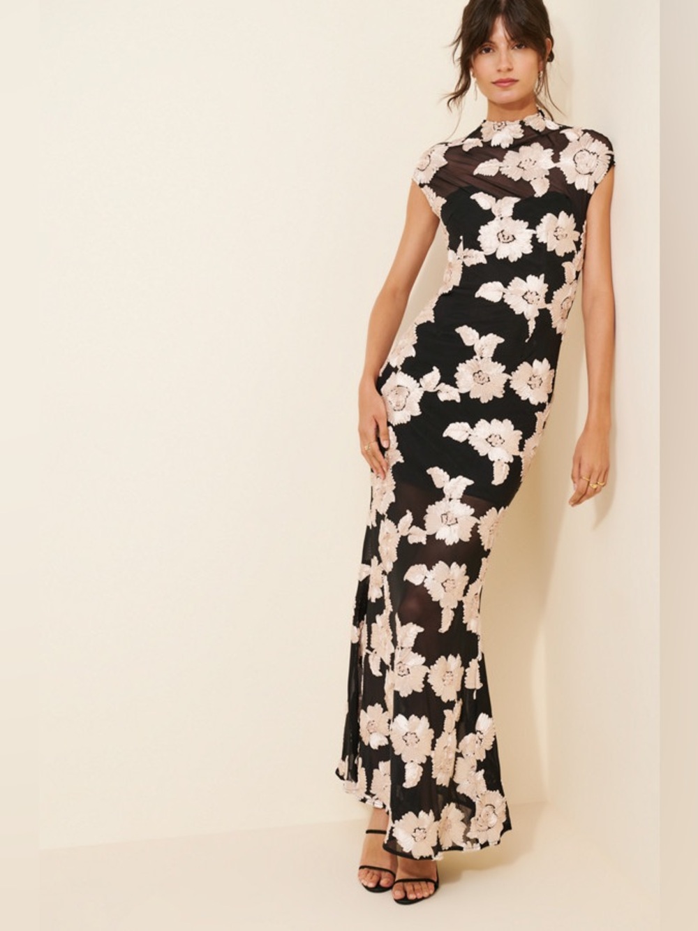 Elliatt Margaux Maxi Gown - Black & White Floral